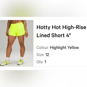 Highlight Yellow Lulu Athletic Shorts